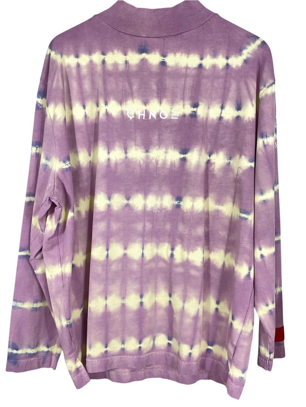 CHNGE Womens Long Sleeve Mock Neck Shirt Medium Purple Tie Dye Organic Cotton